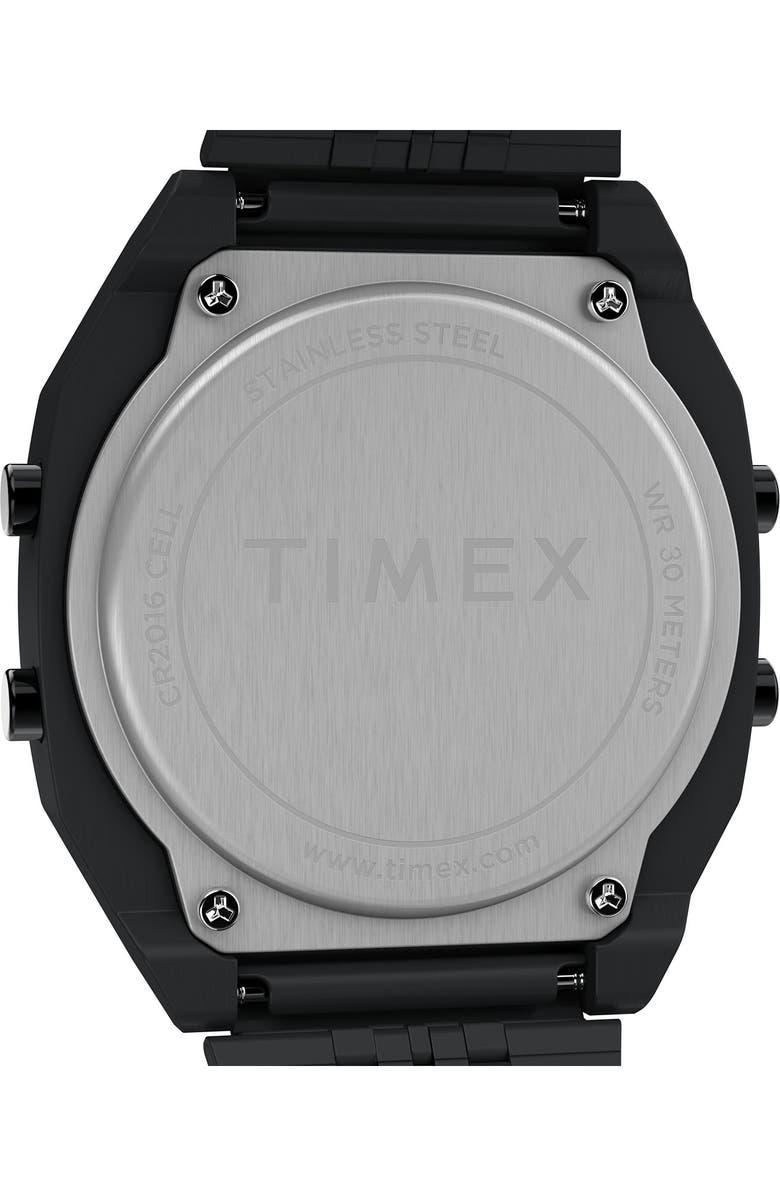 Timex<sup>®</sup> T80 Black Digital Stainless Steel Bracelet Watch, 36mm, Alternate, color, Black