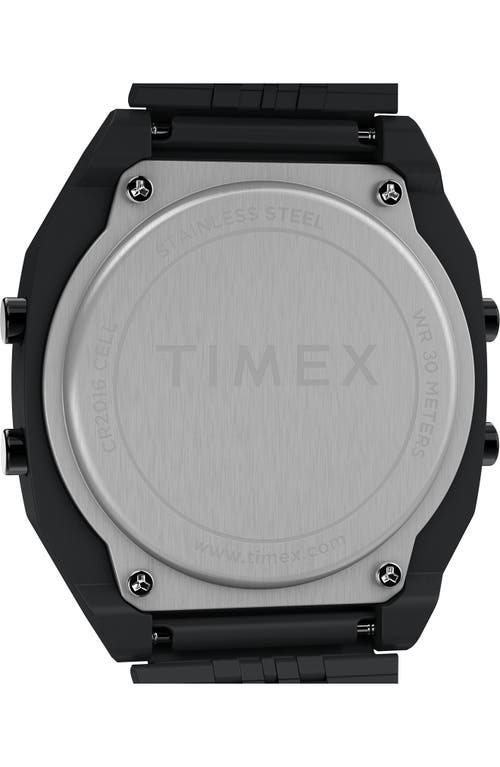 Timex ® T80 Black Digital Stainless Steel Bracelet Watch, 36mm In Black
