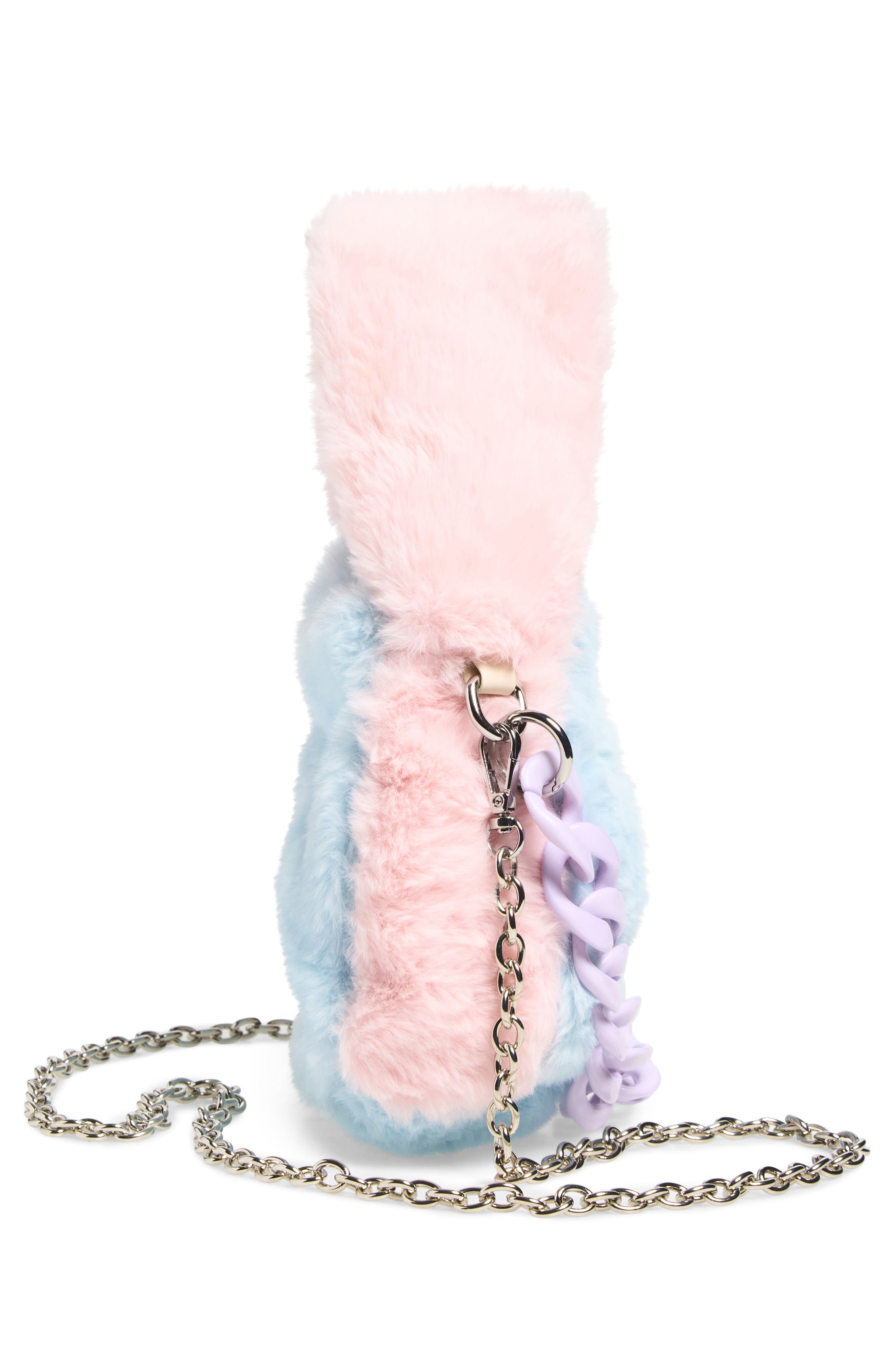 Kids' Faux Fur Handbag, Alternate, color, PINK BLUE