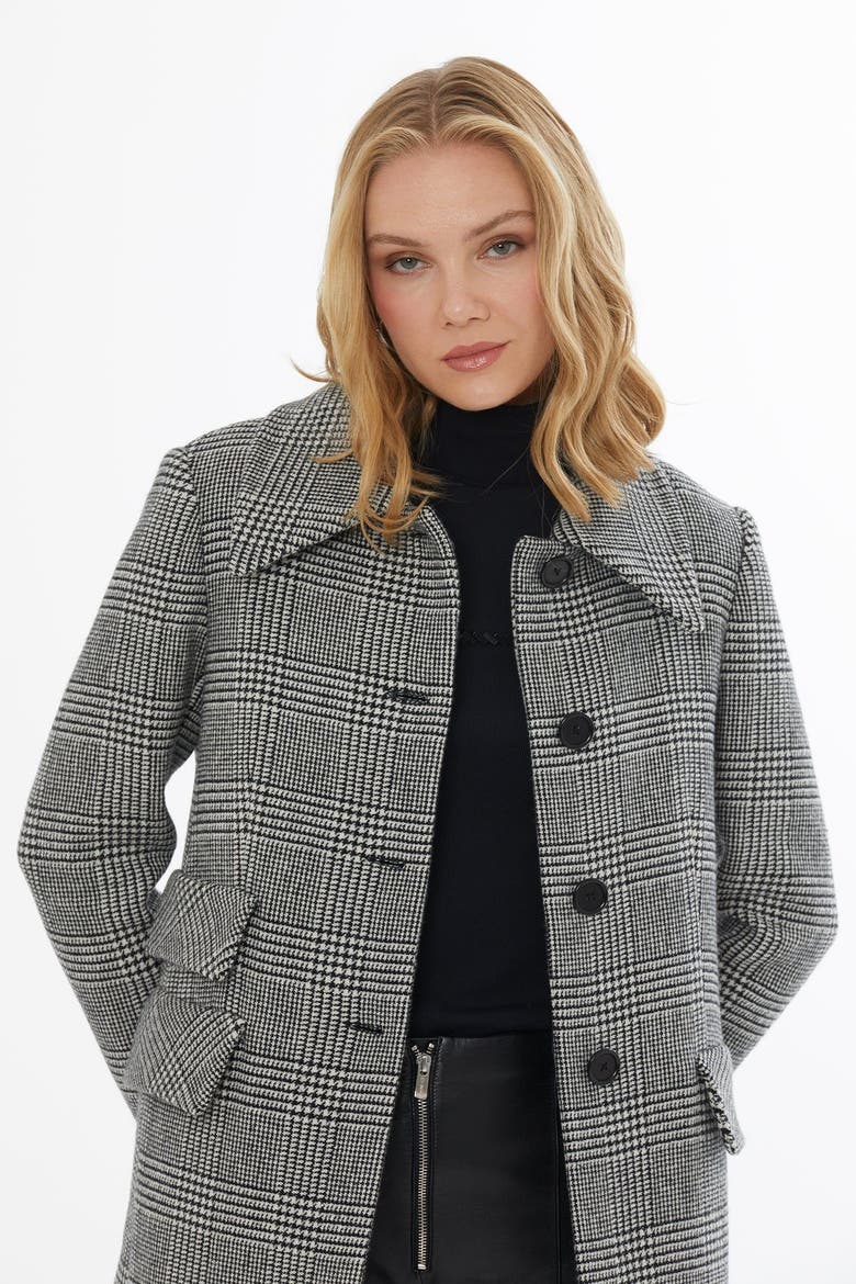 Button-Front Wool-Blend Jacket with Back Vent, Main, color, Black