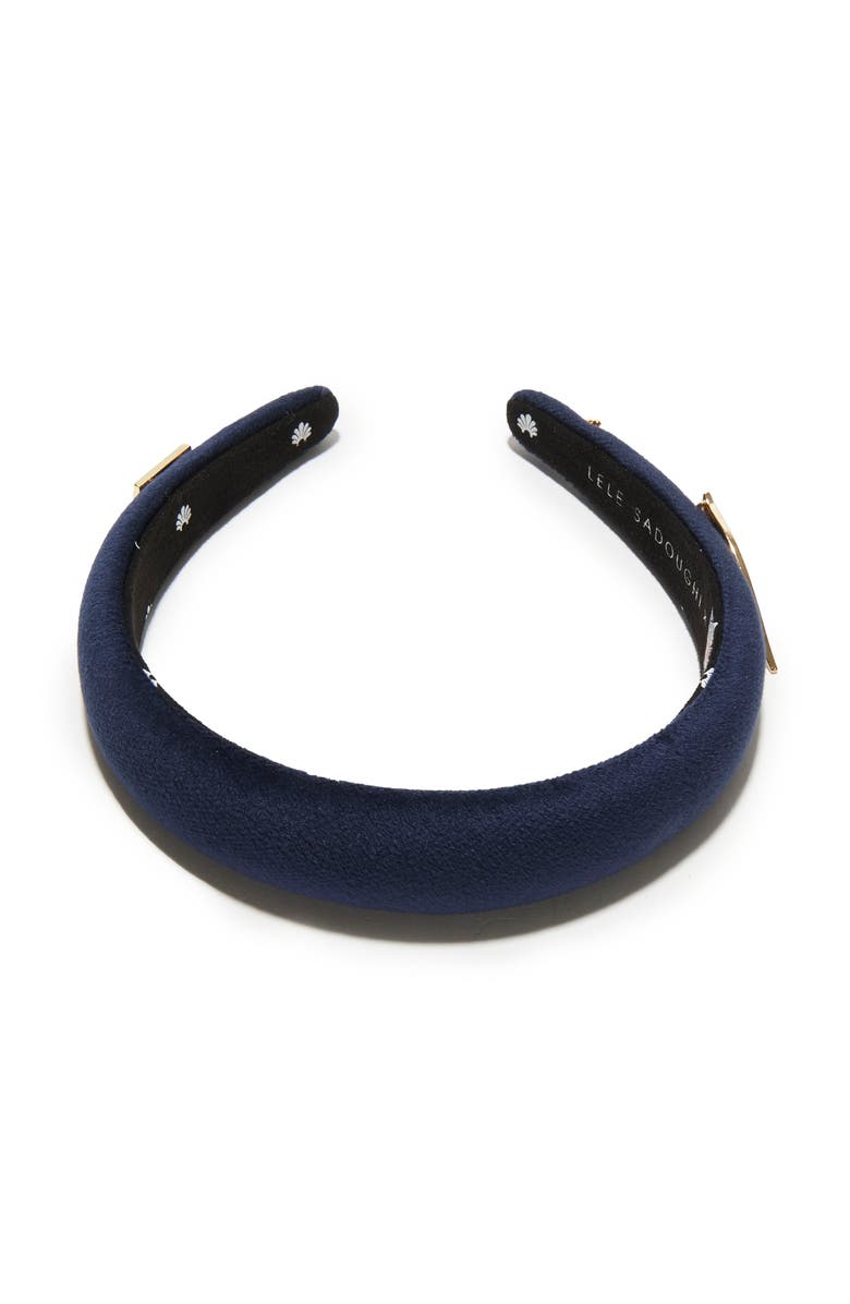 Lele Sadoughi New England Patriots Charlotte Headband, Alternate, color, Navy 400