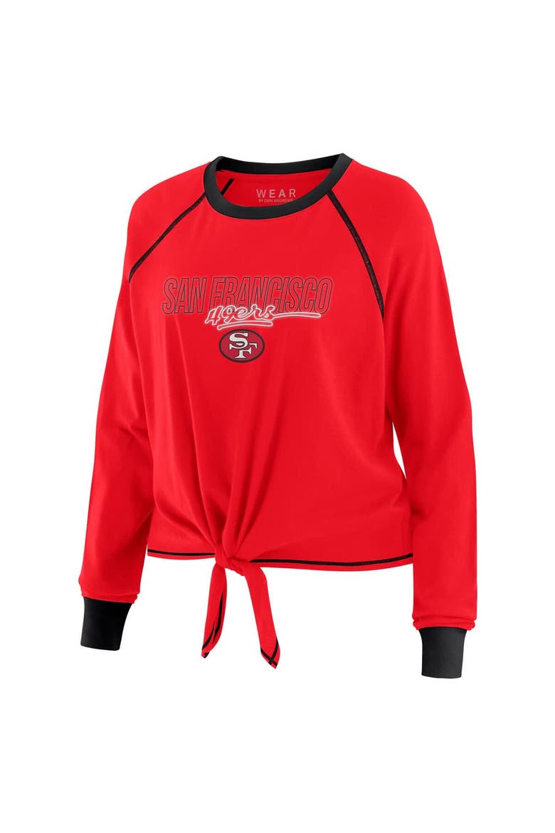Women's WEAR by Erin Andrews Scarlet San Francisco 49ers Tie-Front Long Sleeve T-Shirt, Alternate, color, Scarlet
