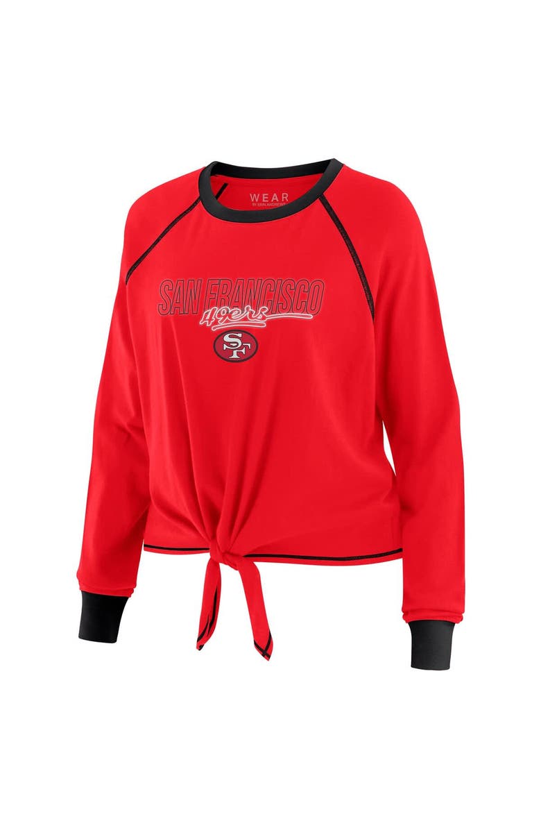 WEAR by Erin Andrews Women's WEAR by Erin Andrews Scarlet San Francisco 49ers Tie-Front Long Sleeve T-Shirt, Alternate, color, Scarlet