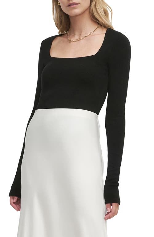 Favorite Daughter The Harvey Fitted Square Neck Rib Sweater In Black