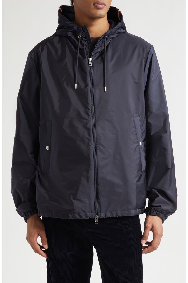 Grimpeurs Hooded Water Repellent Nylon Jacket, Main, color, NAVY