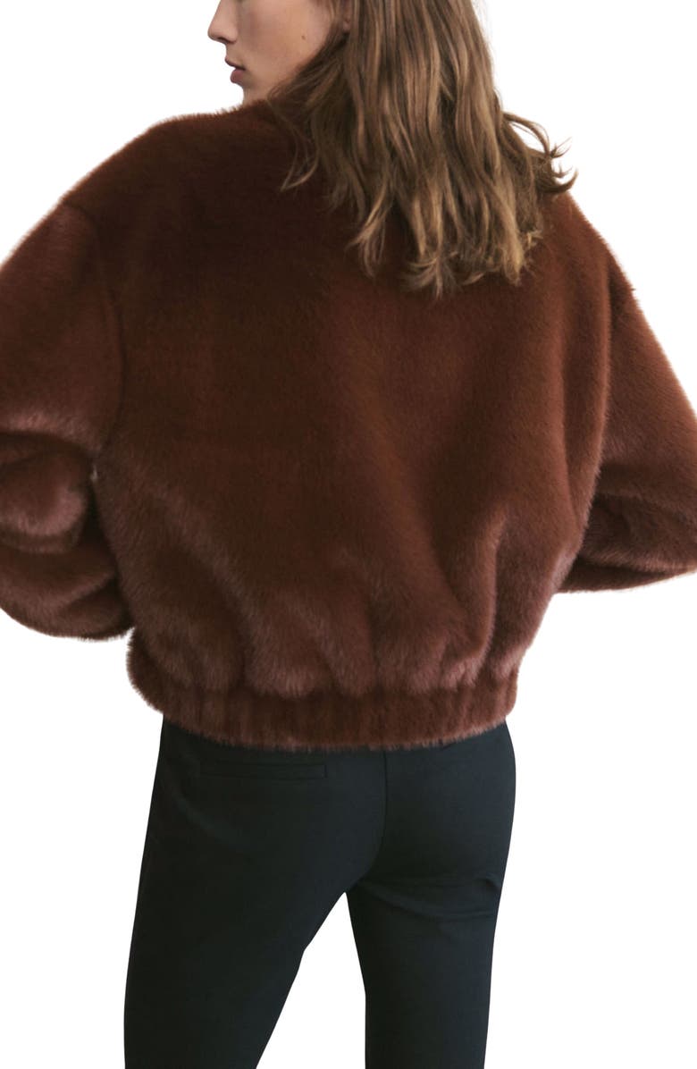 MANGO Faux Fur Jacket, Alternate, color, Brown