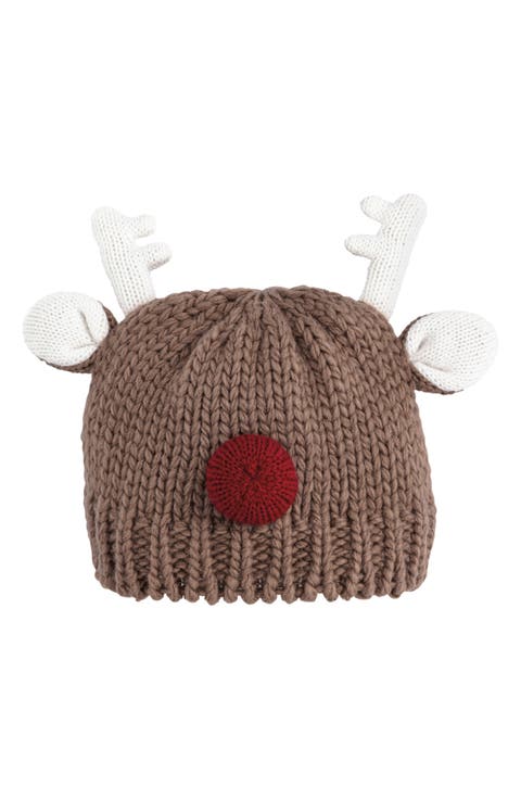 Kids' Reindeer Chunky Knit Beanie