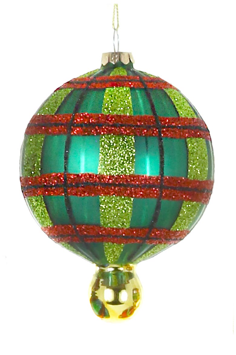 Plaid Droplet Ornament, Main, color, GREEN MULTI