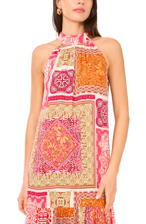 Vince Camuto Mock Neck Tiered Maxi Sundress In Multi