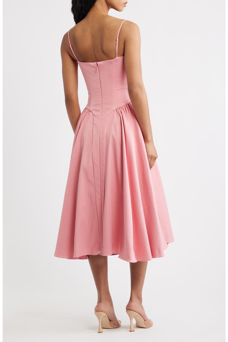 Samaria Corset Fit & Flare Midi Cocktail Dress, Alternate, color, RASPBERRY