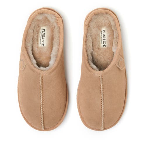 Dearfoams Fireside Greta Genuine Shearling Clog Slipper In Neutral
