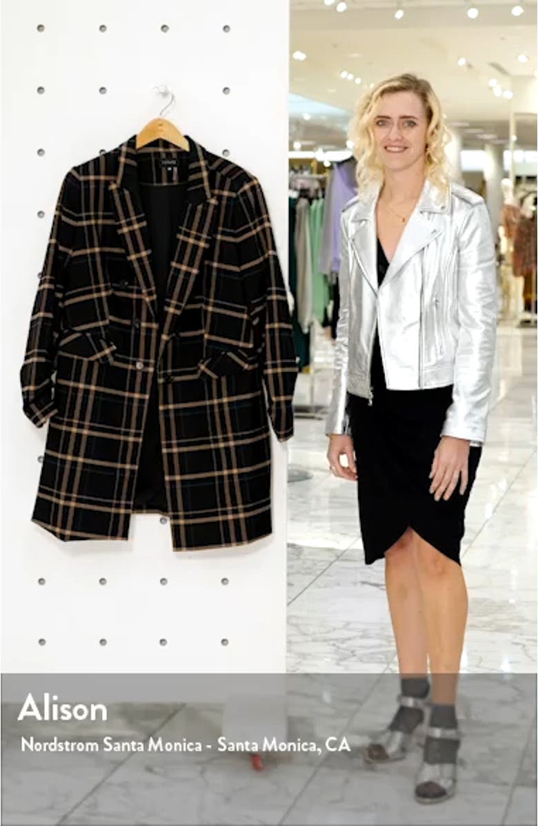 Dynamite Plaid Ruched Sleeve Blazer, sales video thumbnail