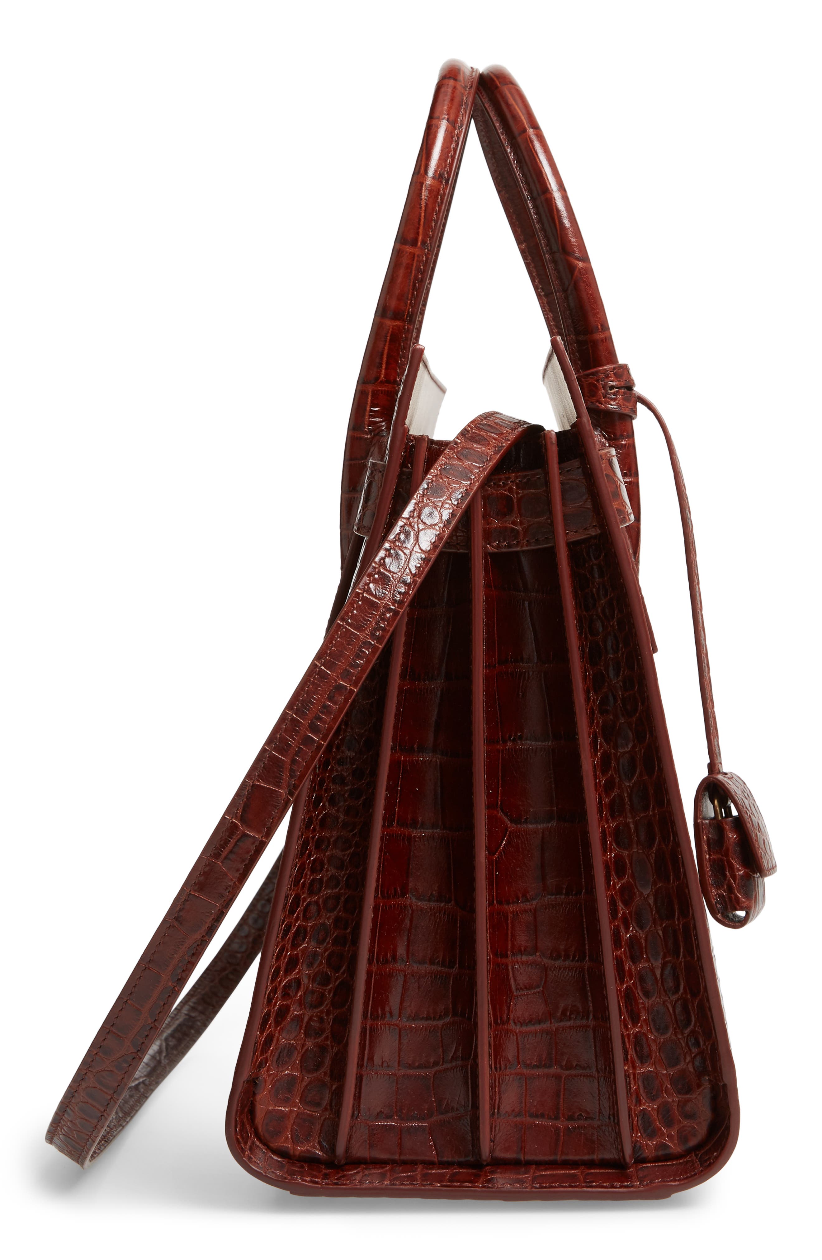 Saint Laurent Small Sac de Jour Croc Embossed Leather Tote, Alternate, color, 