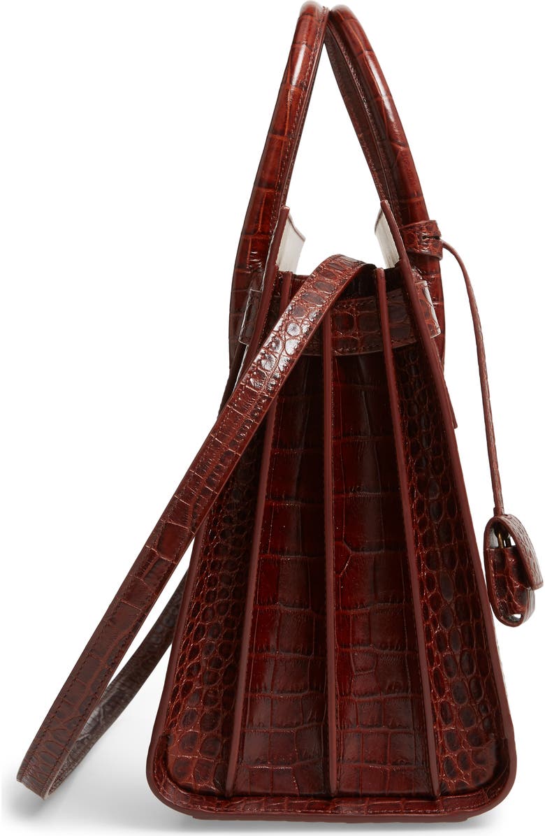 Saint Laurent Small Sac de Jour Croc Embossed Leather Tote, Alternate, color,