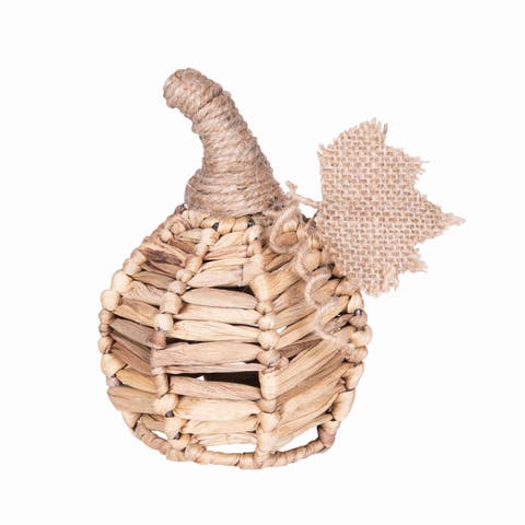 Cattail Grass Decorative Small Pumpkin Figurine 5.51"