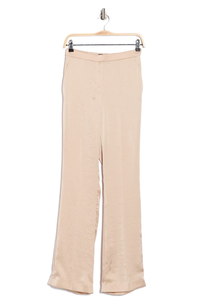 Slim Fit Crushed Satin Pants, Alternate, color, SOFT GOLD