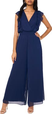 Halogen® Ruffle Surplice Wide Leg Jumpsuit