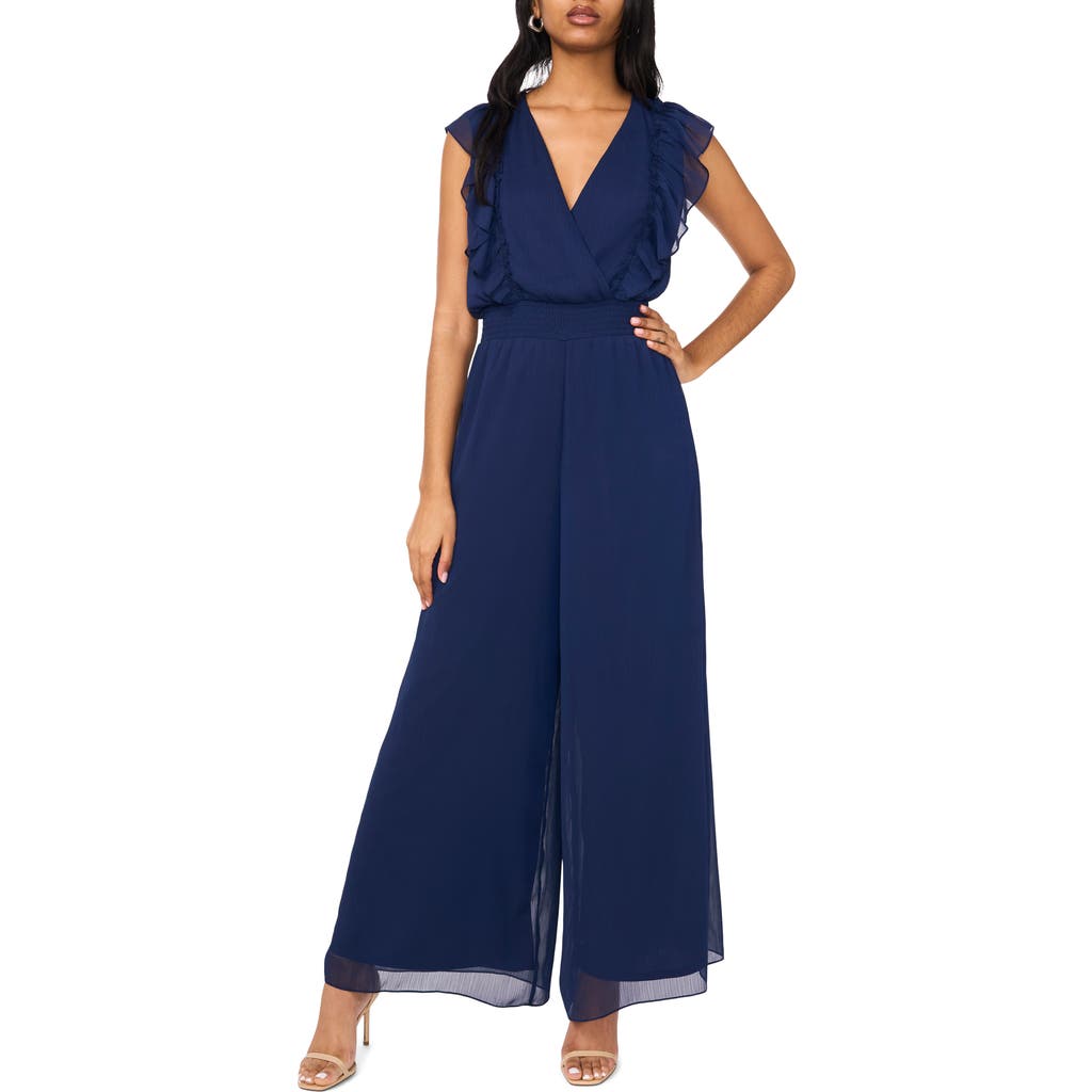Halogen ® Ruffle Surplice Wide Leg Jumpsuit In Classic Navy