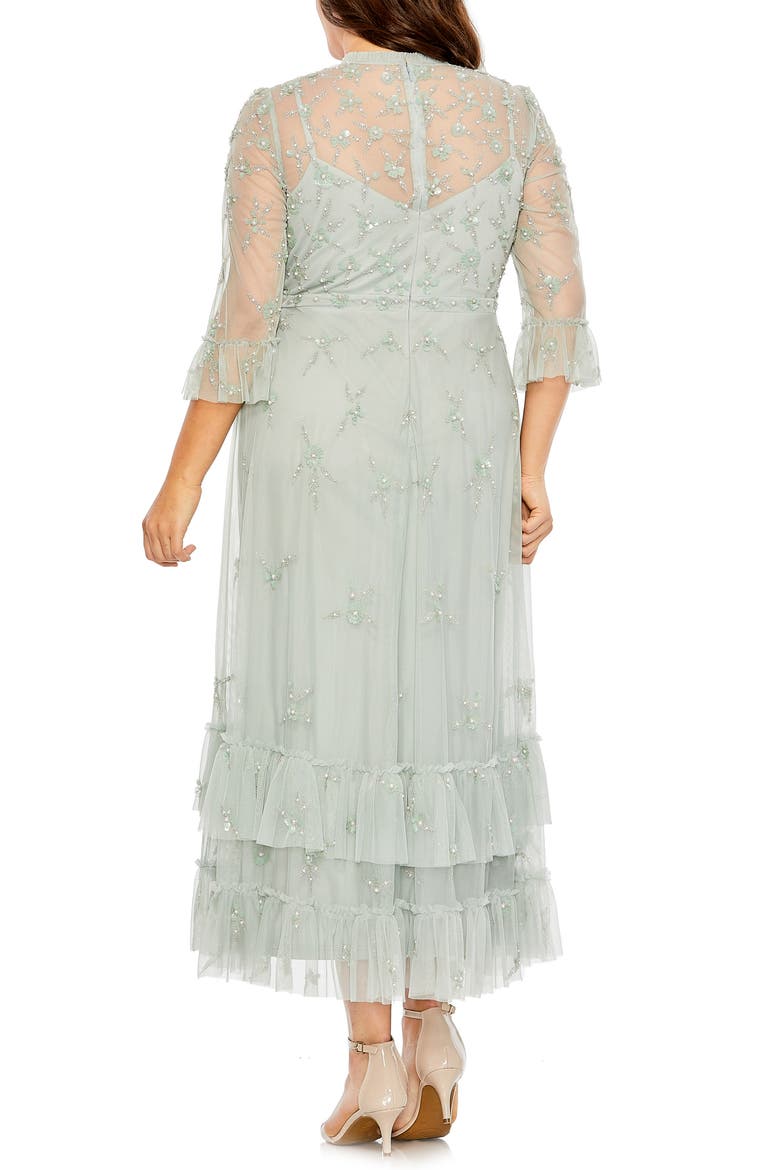 High Neck Embellished Flutter Half Length Sleeve, Alternate, color, SAGE