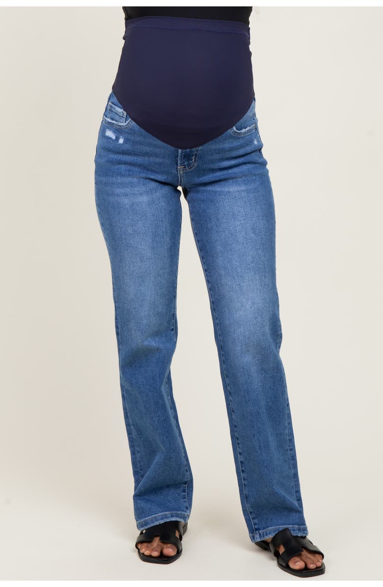 PinkBlush Mid Rise Full Length Straight Leg Maternity Jeans, Alternate, color, Blue