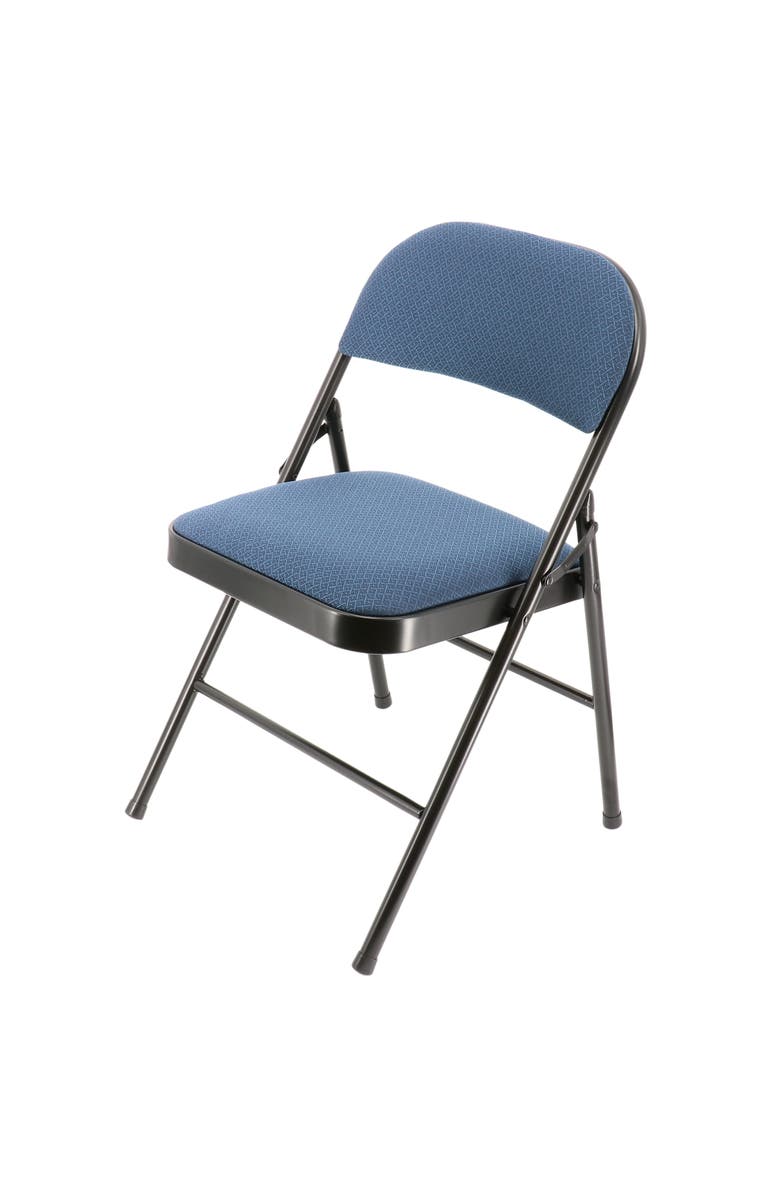 Elama 4 Piece Metal Folding Chair with Padded Seats, Alternate, color, Dark Blue