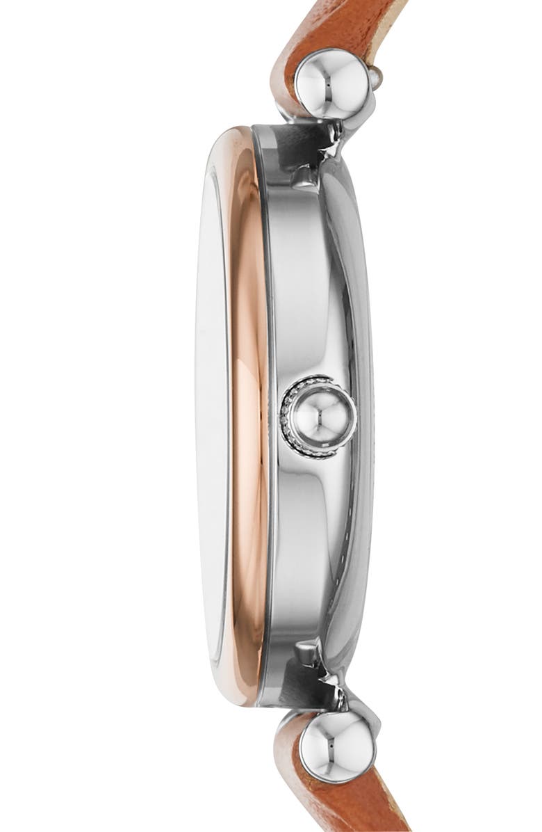 Fossil Mini Carlie Leather Strap Watch, 28mm, Alternate, color, 