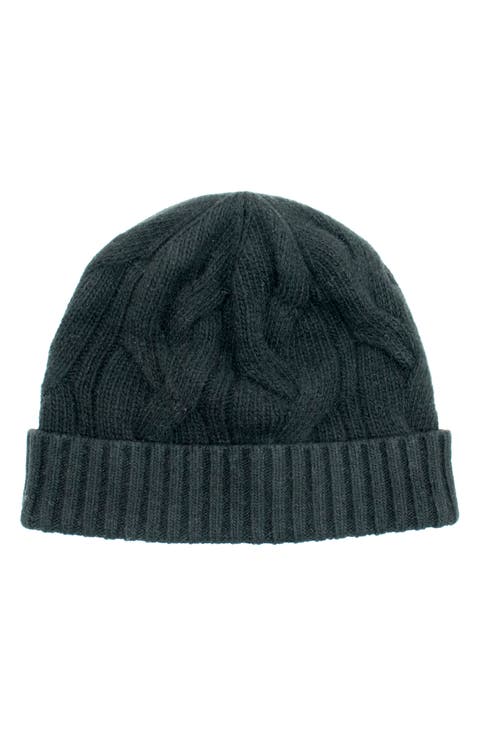 Cable Knit Cuff Cashmere Beanie