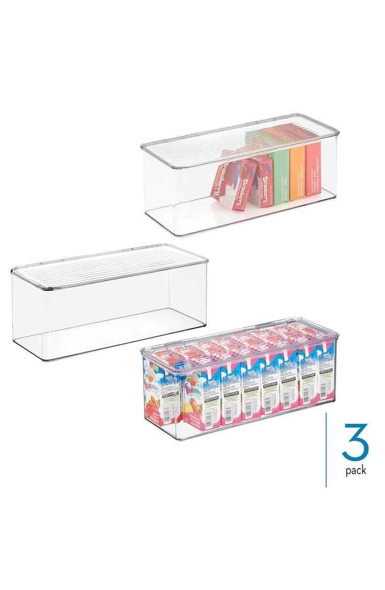 iDesign Stackable Hinged-Lid Storage Box - Set of 3 - Clear, Alternate, color, 