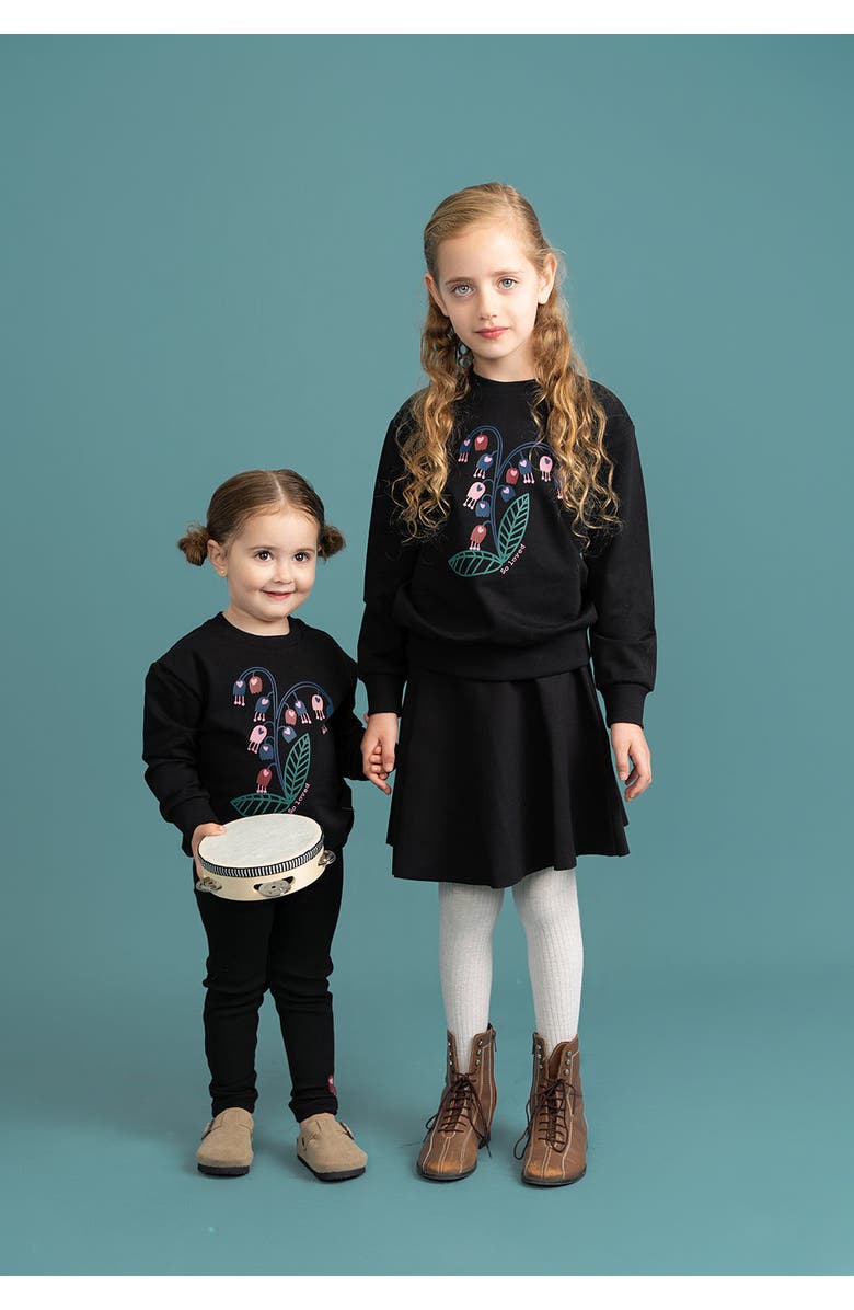 So Loved Multi Print Long Sleeve Top and Ribbed Leggings Set, Alternate, color, Black