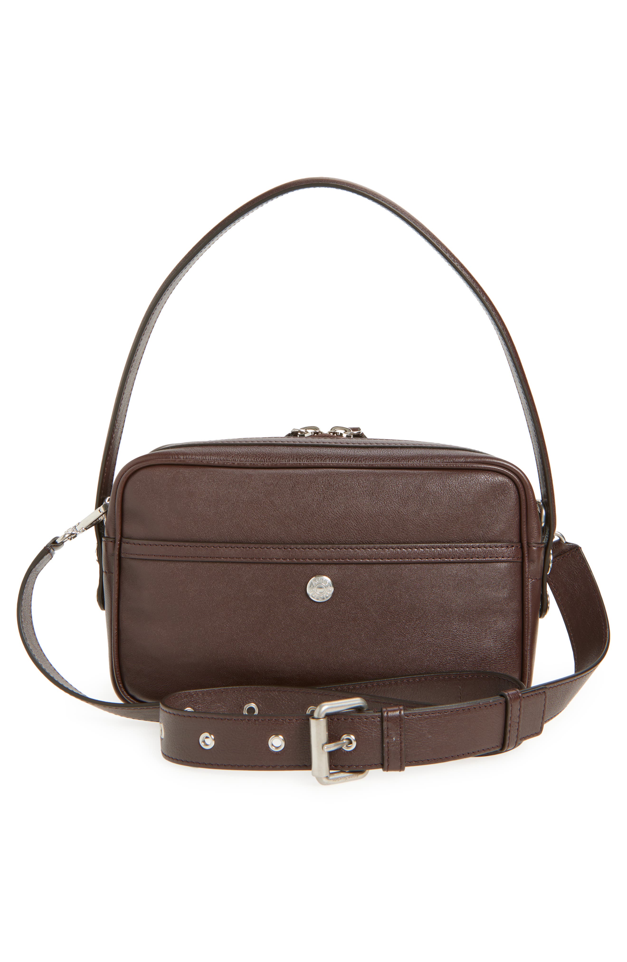 Acne Studios Small Camero Leather Shoulder Bag, Alternate, color, Chocolate Brown