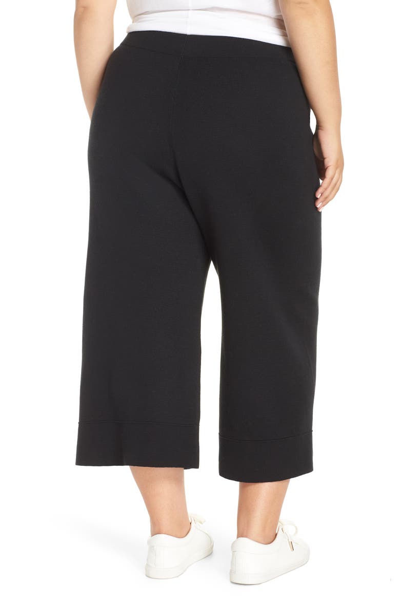 Wide Leg Crop Sweater Pants, Alternate, color, BLACK