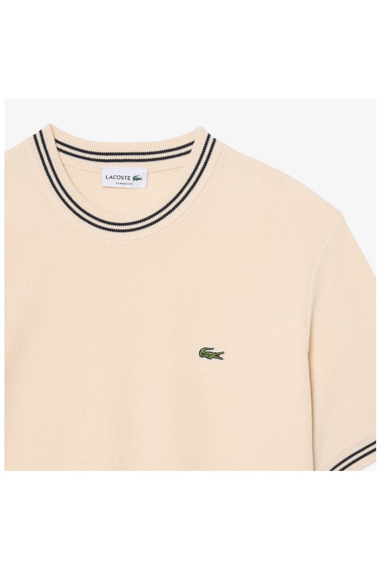 Tipped Crewneck Cotton Sweater, Alternate, color, NATUREL CLAIR/ BLACKBIRD