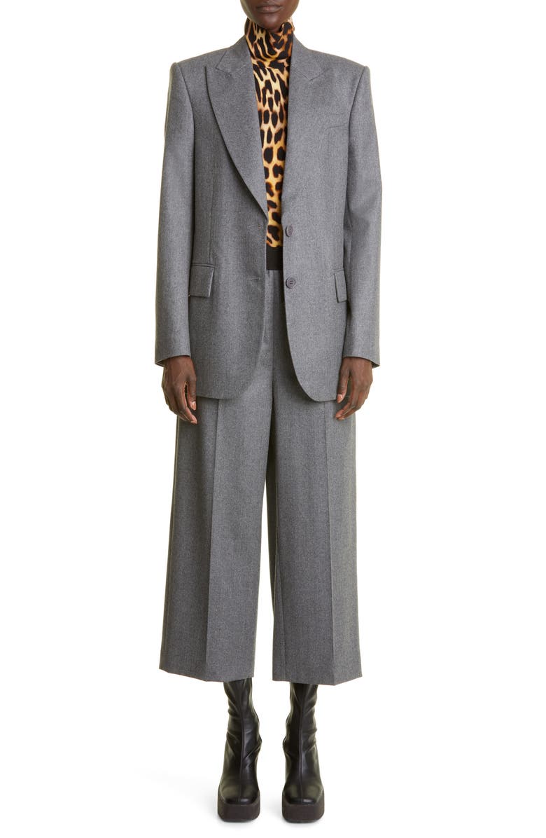 Stella McCartney Single Breasted Wool Flannel Blazer, Alternate, color, 