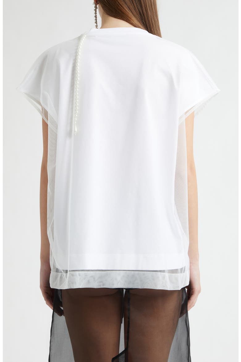 Pearl Trim Layered Liquid T-Shirt, Alternate, color, WHITE/ WHITE/ PEARL