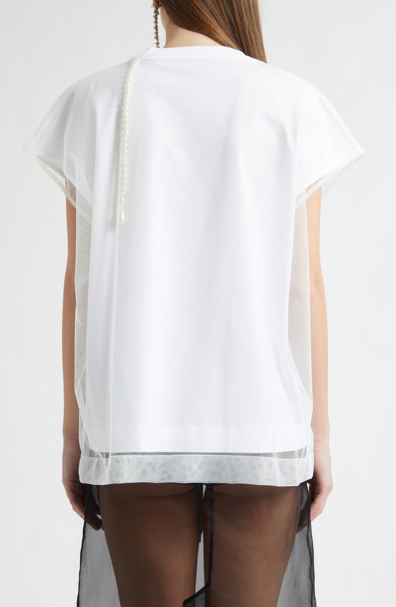 Simone Rocha Pearl Trim Layered Liquid T-Shirt, Alternate, color, White/ White/ Pearl