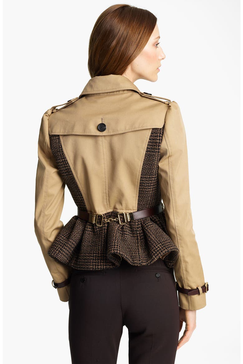 Plaid Peplum Crop Jacket, Alternate, color, CAMEL