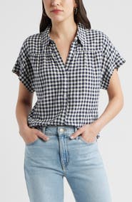 Caslon® Short Sleeve Linen Blend Button-Up Shirt