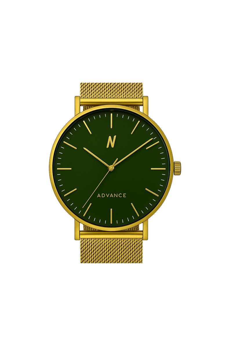 NCMPRBL Advance Envy Mesh Strap Watch, 40MM, Main, color, Yellow Gold/Green