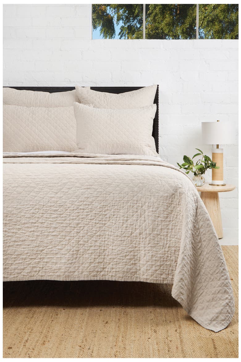 Hampton Linen Quilt, Main, color, FLAX