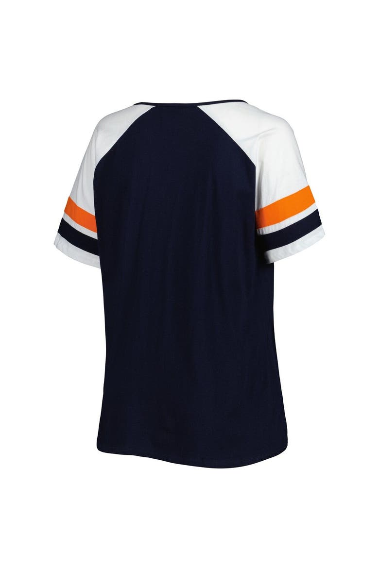 Women's Navy Auburn Tigers Plus Size Arch Raglan Notch Neck T-Shirt, Alternate, color, Navy