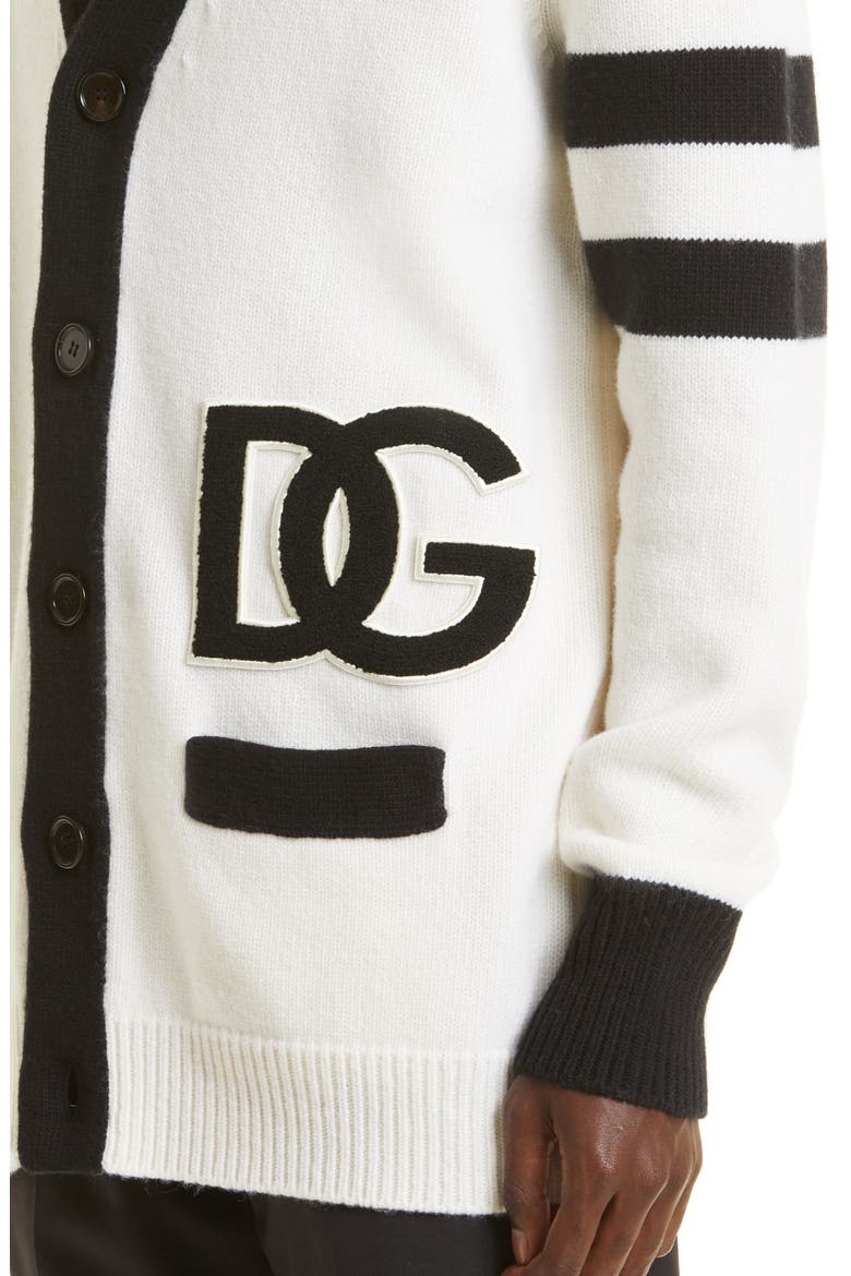 Colorblock DG Logo Wool Cardigan, Alternate, color, COMBINED COLOUR