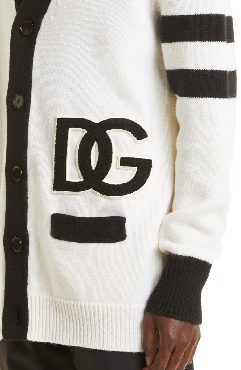 Dolce&Gabbana Colorblock DG Logo Wool Cardigan, Alternate, color, 