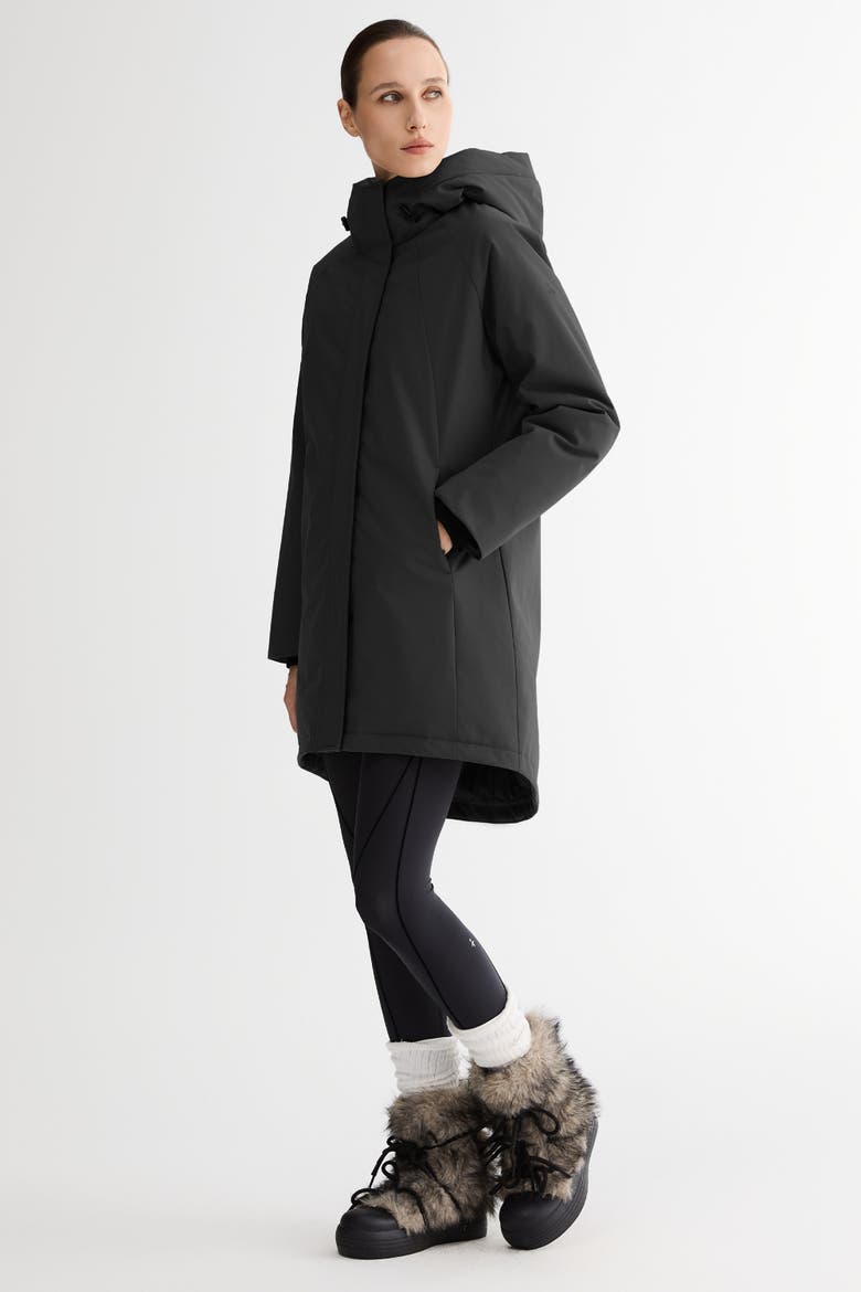 Mid-Length Windproof Parka Coat, Alternate, color, Black