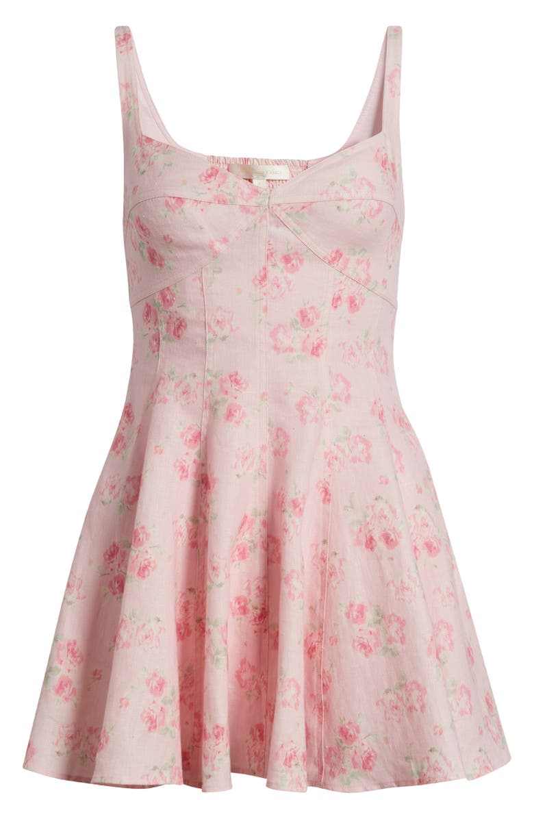 LoveShackFancy Nabi Floral Linen Minidress, Main, color, 