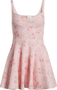 LoveShackFancy Nabi Floral Linen Minidress