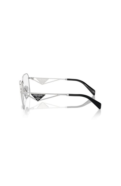 Prada 55mm Irregular Optical Glasses In Silver