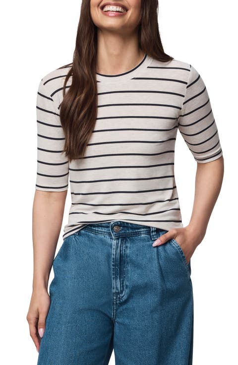 Quarter Sleeve Stripe Top