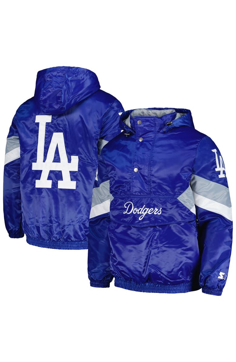 STARTER Men's Starter Royal Los Angeles Dodgers Force Play II Half-Zip Hooded Jacket, Alternate, color, 