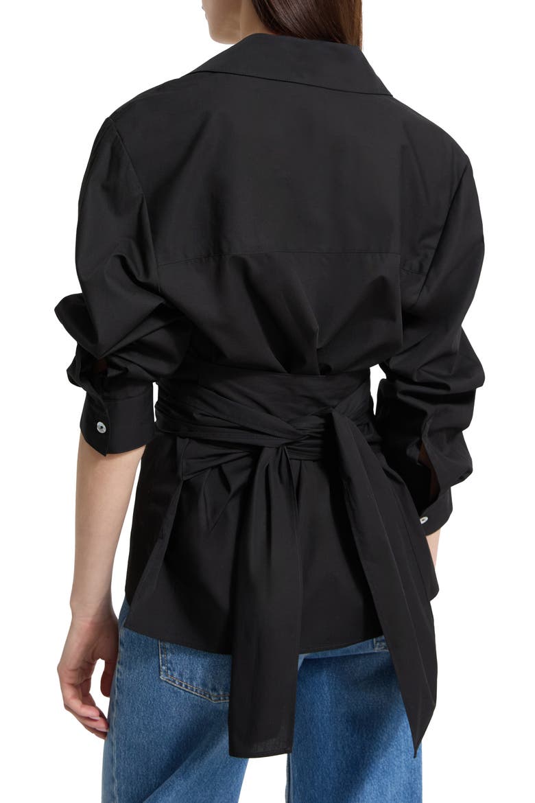 Ellory Ruched Sleeve Woven Shirt, Alternate, color, BLACK