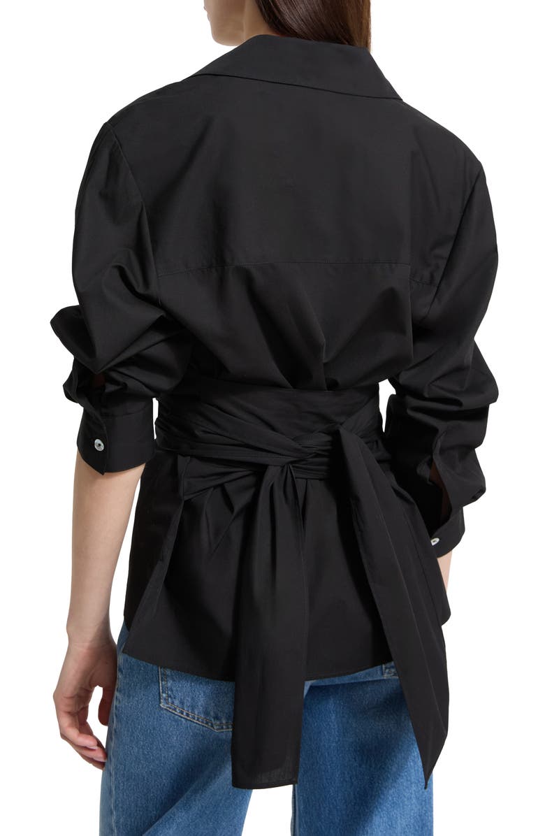 Marcella Ellory Ruched Sleeve Woven Shirt, Alternate, color, Black